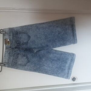 Nwt Hot Swag Wide Leg Stone Wash Midrise Denim Capri Jeans Sz 11